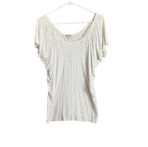 White Peasant Embroidered Flutter Sleeve Blouse